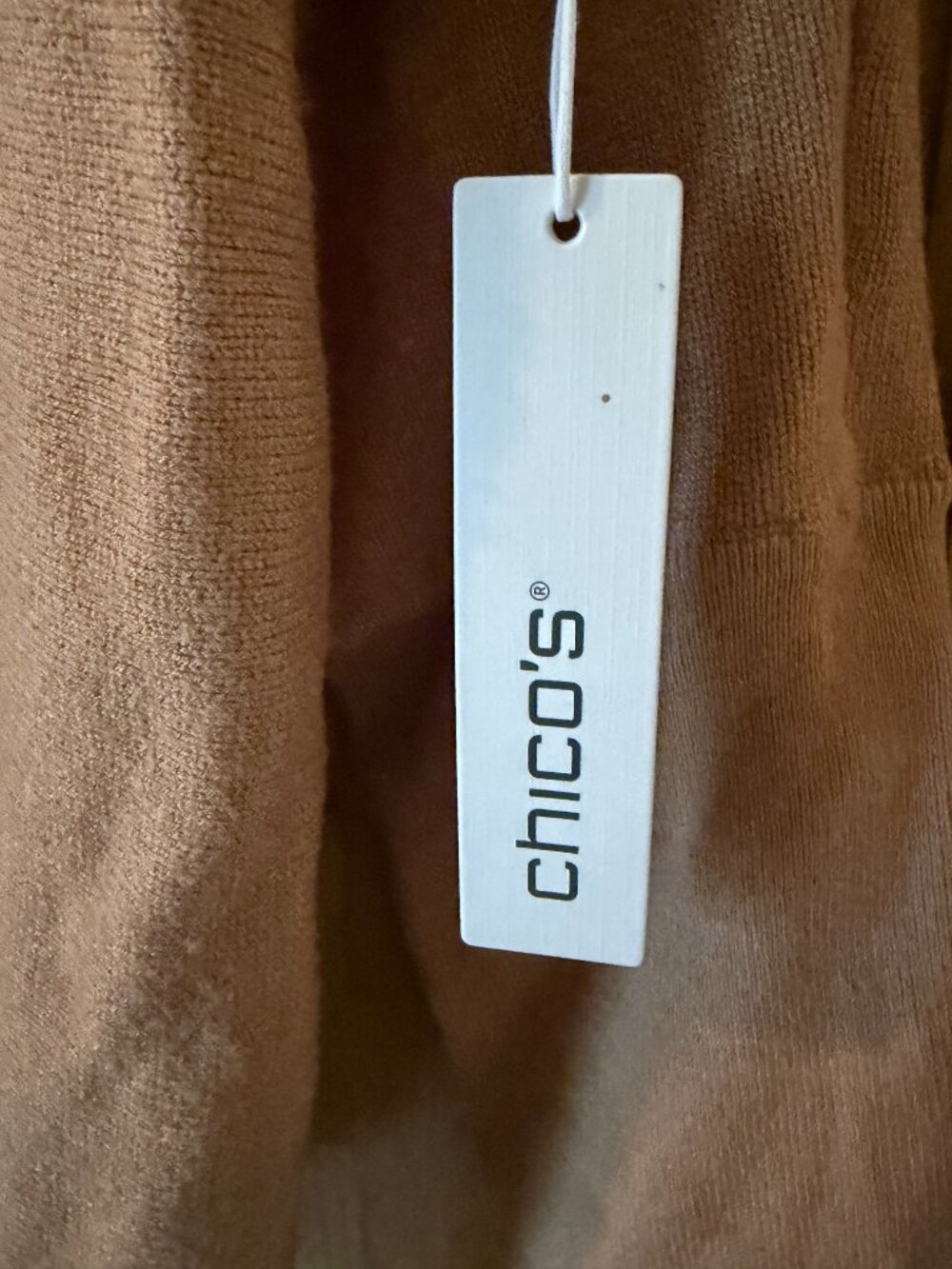 NWT Chicos embroidered sweater-camel with embroidered flowers Chicos size 3-ExLG - Picture 4 of 5
